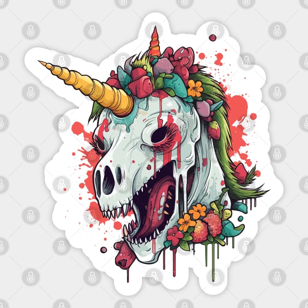 Zombie Unicorn Skull Sticker by soondoock